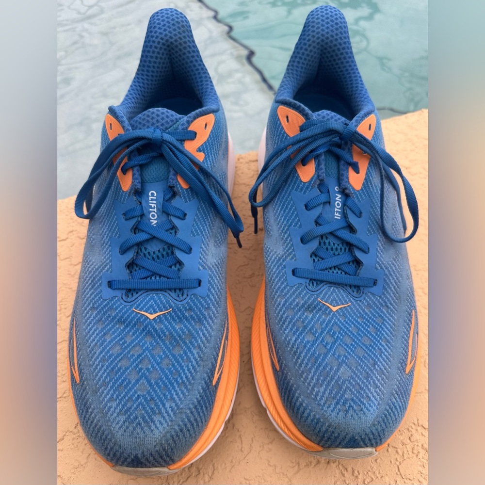 Hoka One One Clifton 9 Coastal Sky Blue Orange Running Shoes Men’s Size 12 VGC - Picture 6 of 16